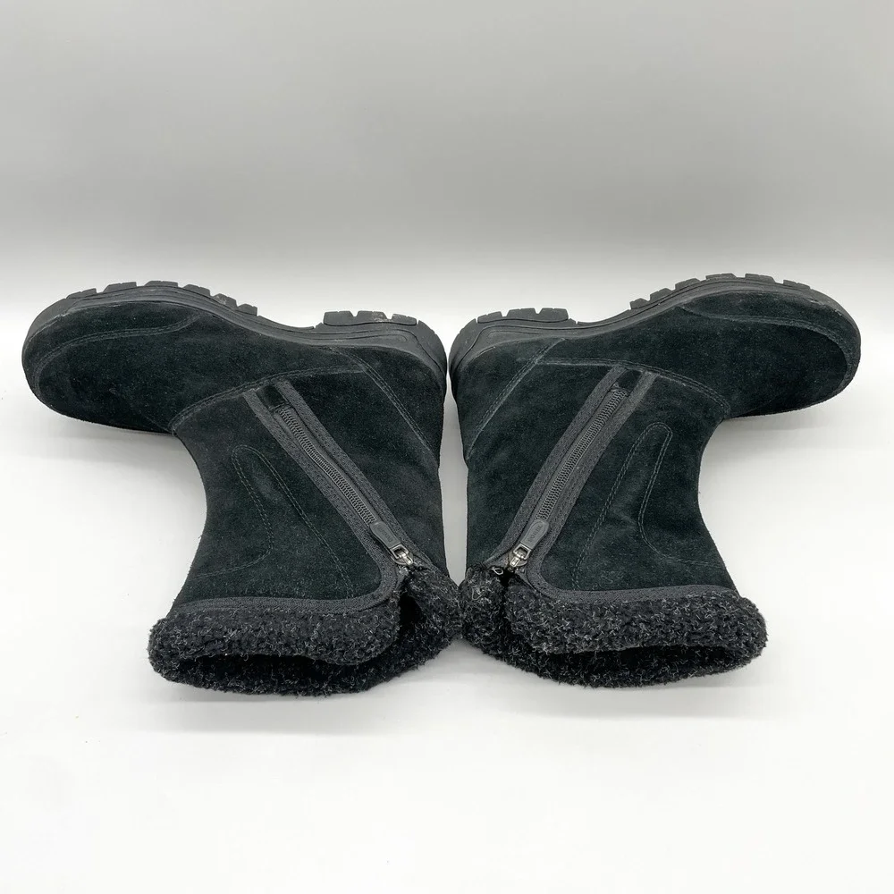 Sorel Womens 9 Waterfall Winter Boots Black Suede Waterproof Gorpcore Snow